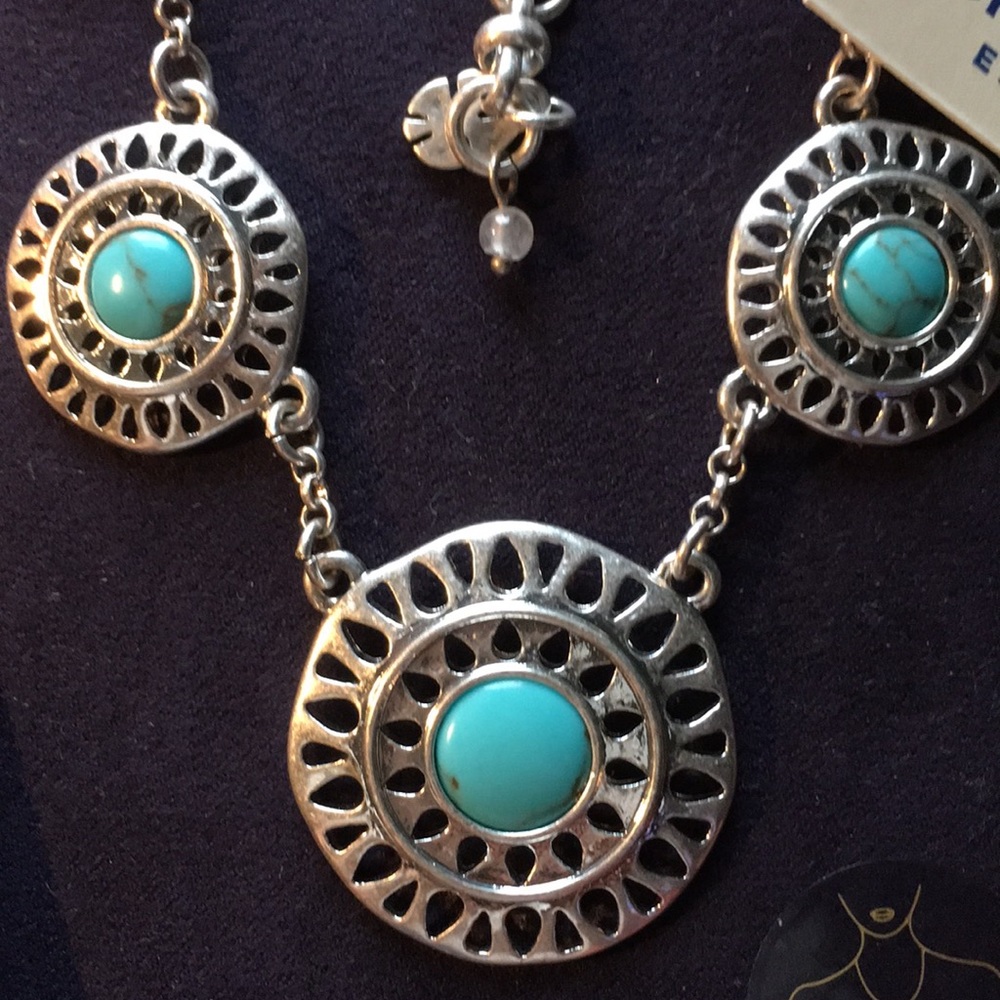 🍀Lucky Brand semi prec turquoise/silver necklace - Picture 6 of 8